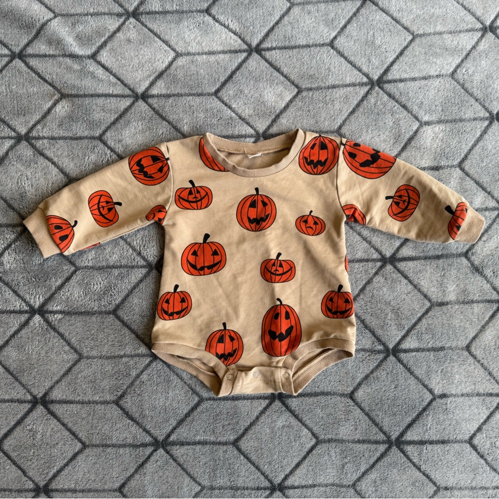 Pumpkin Print Tan Shirt